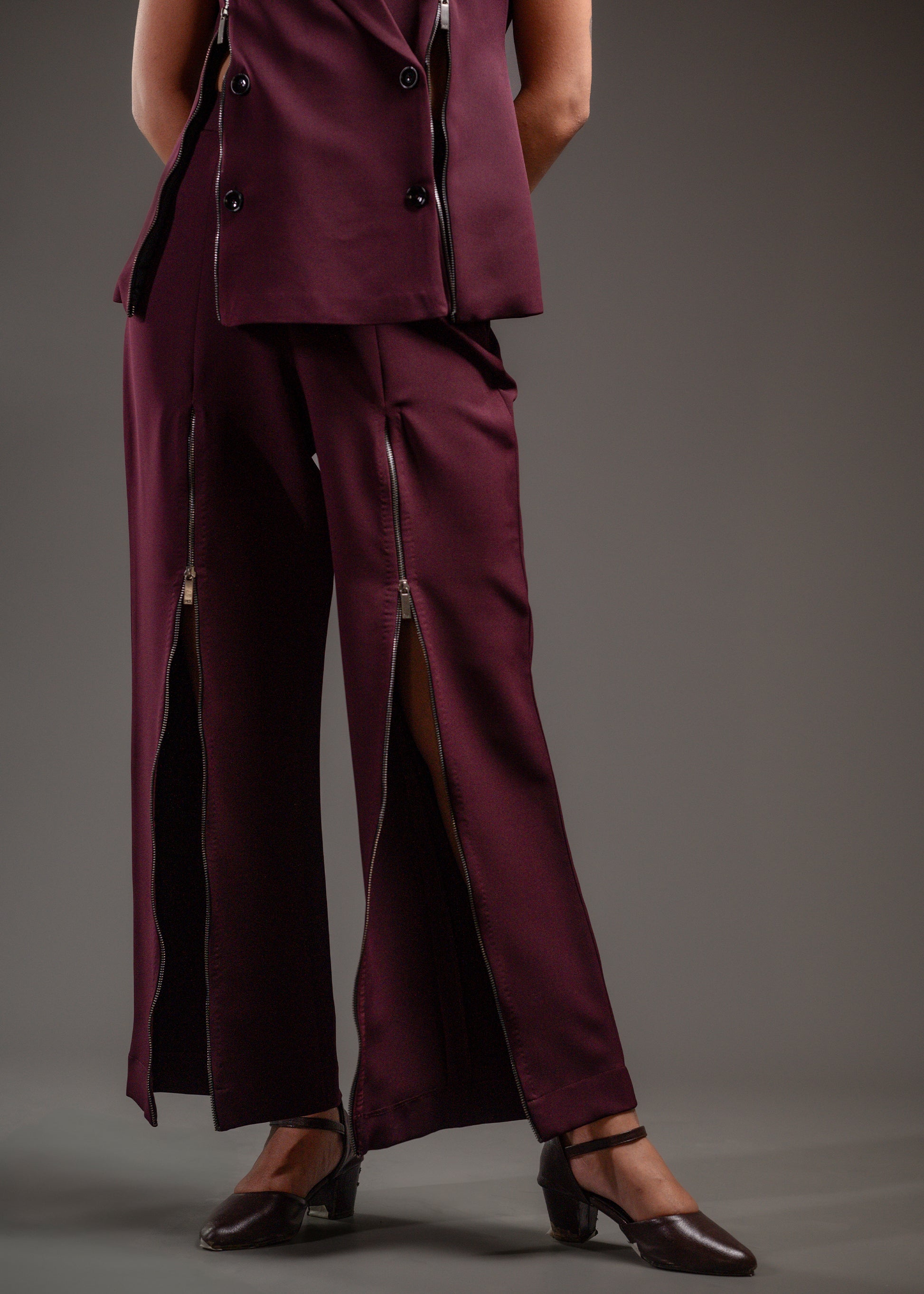 Noir Zipline Blazer Vest Set