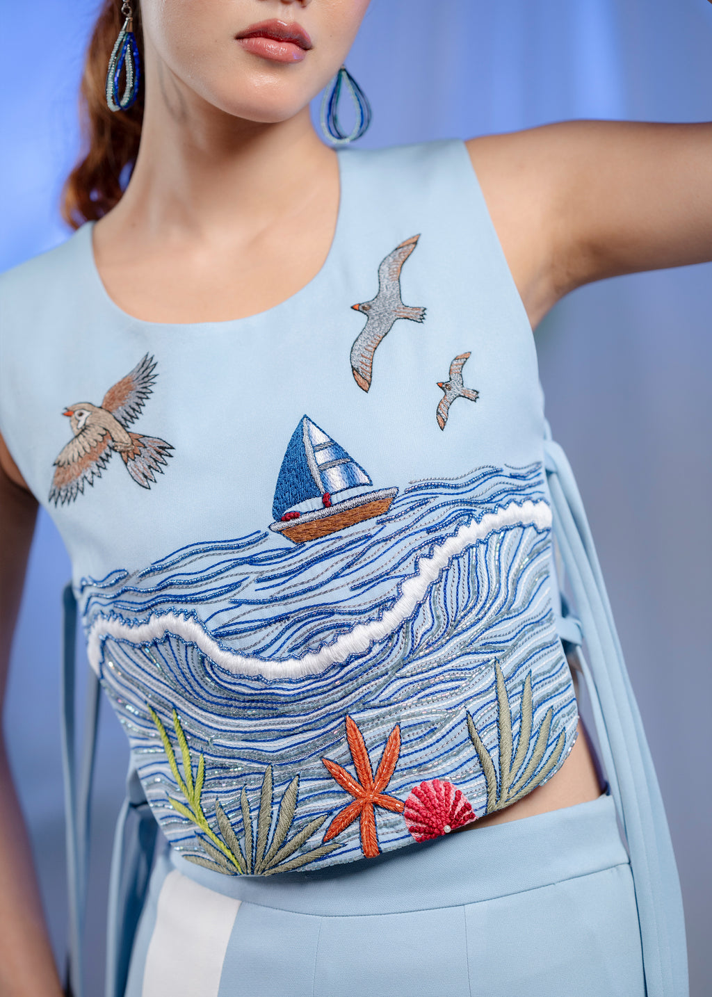 Ocean Voyage Embroidered Co-ord Set