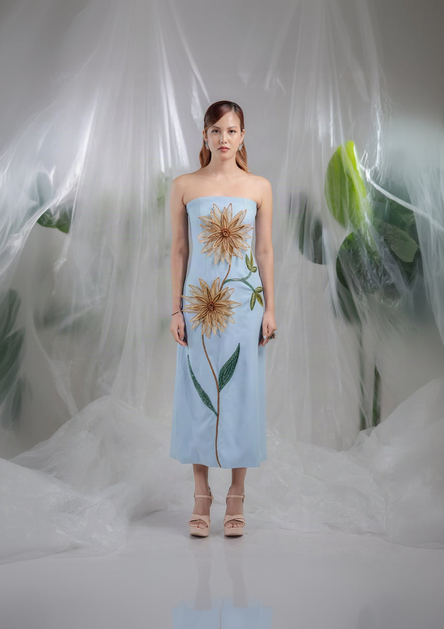 Sunlit Bloom Strapless Dress