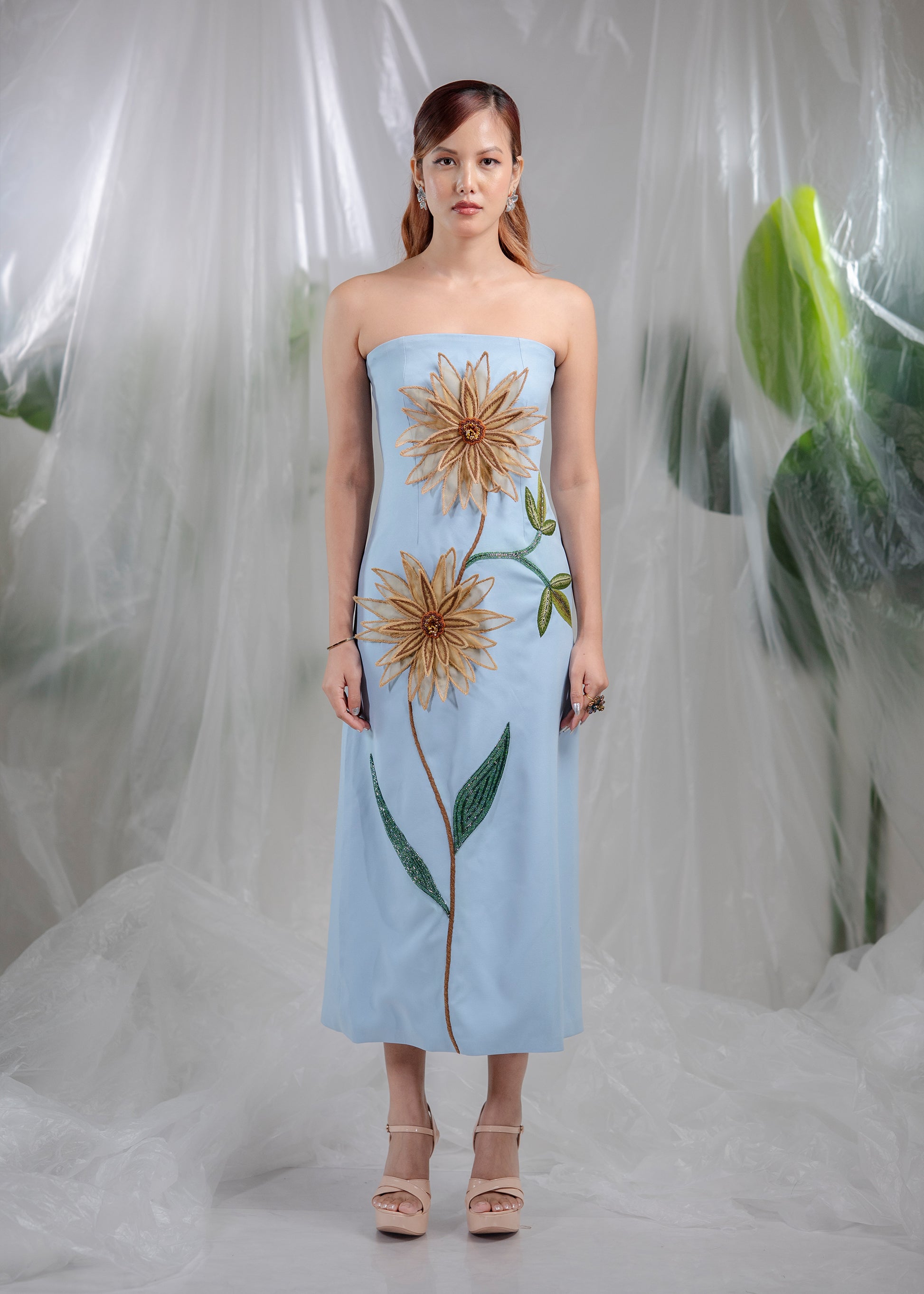 Sunlit Bloom Strapless Dress