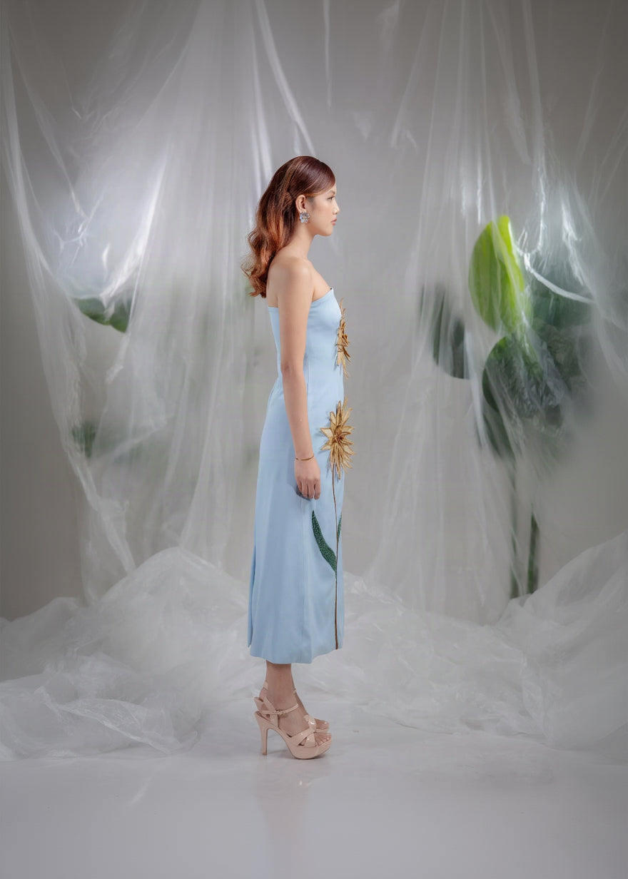Sunlit Bloom Strapless Dress