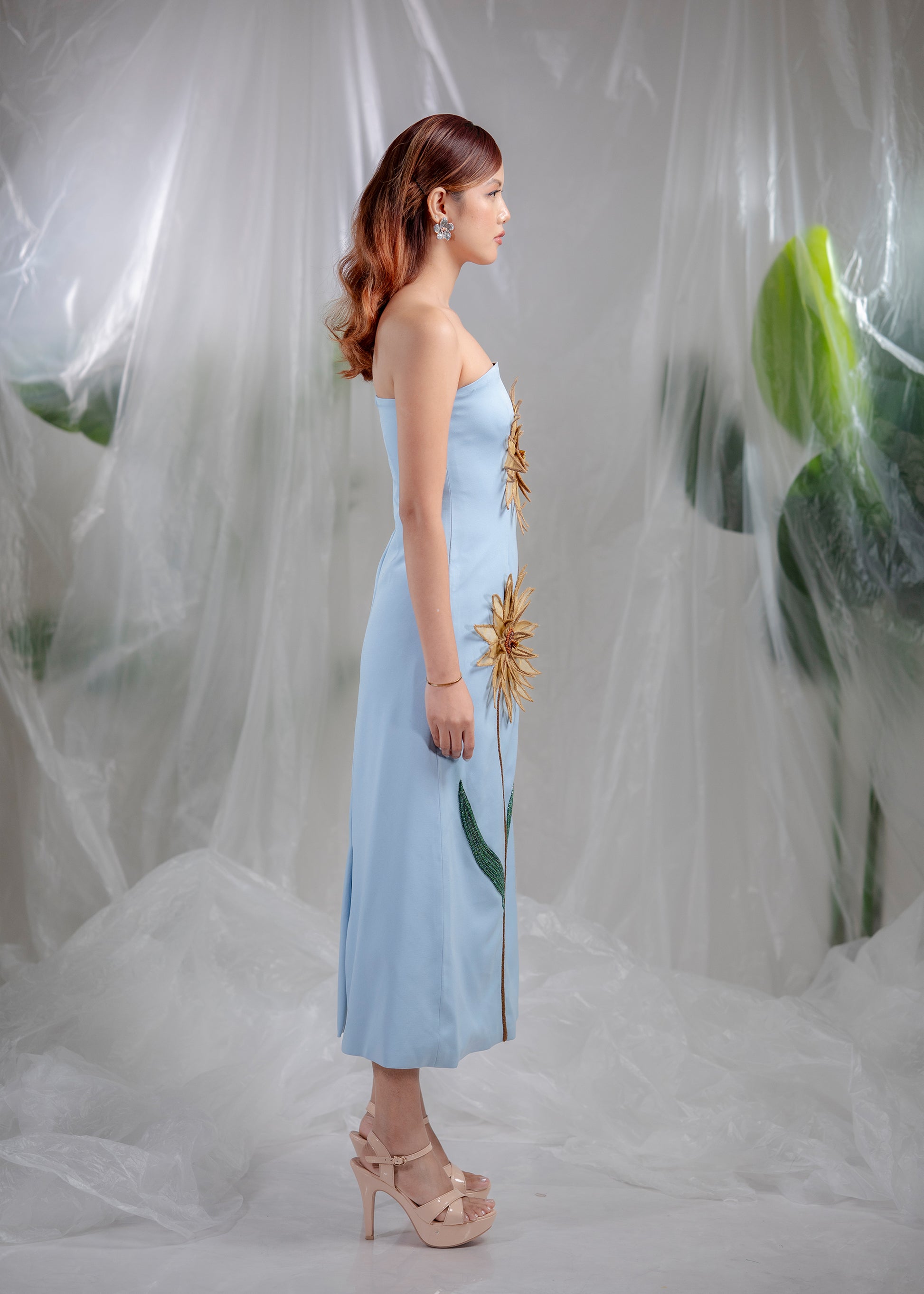 Sunlit Bloom Strapless Dress