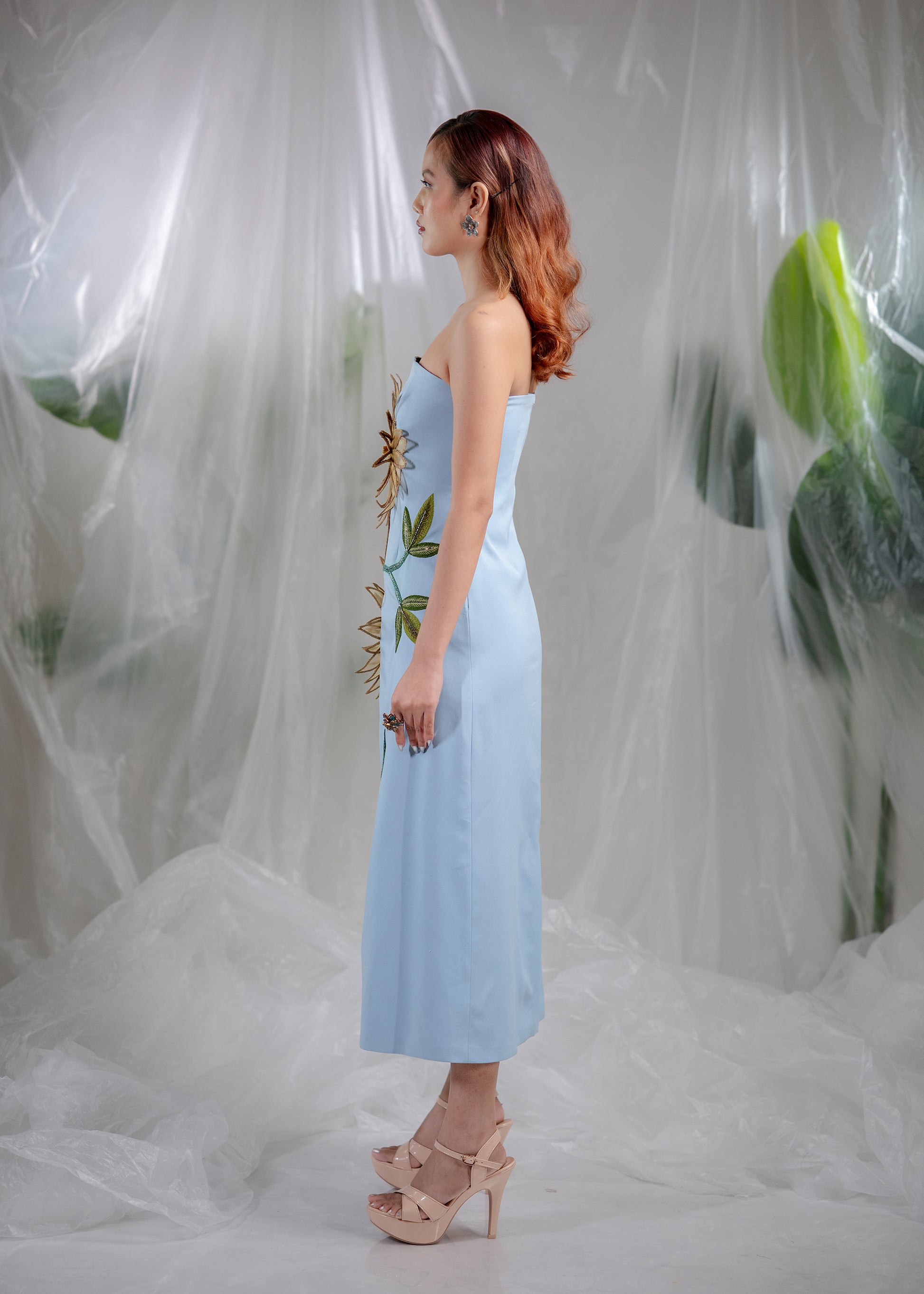 Sunlit Bloom Strapless Dress