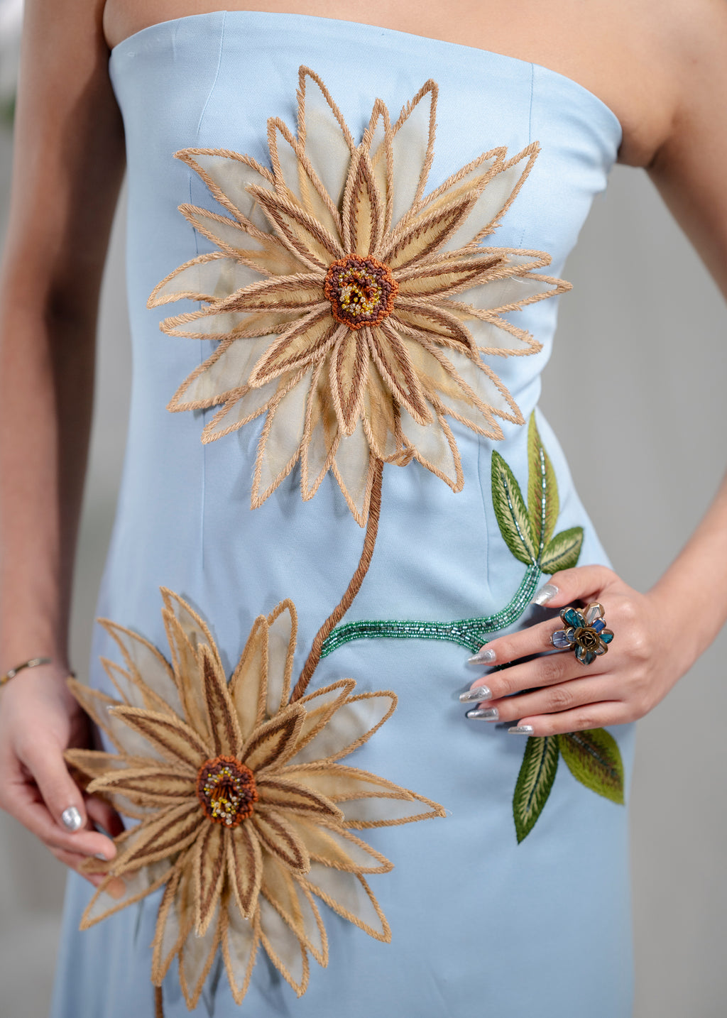 Sunlit Bloom Strapless Dress