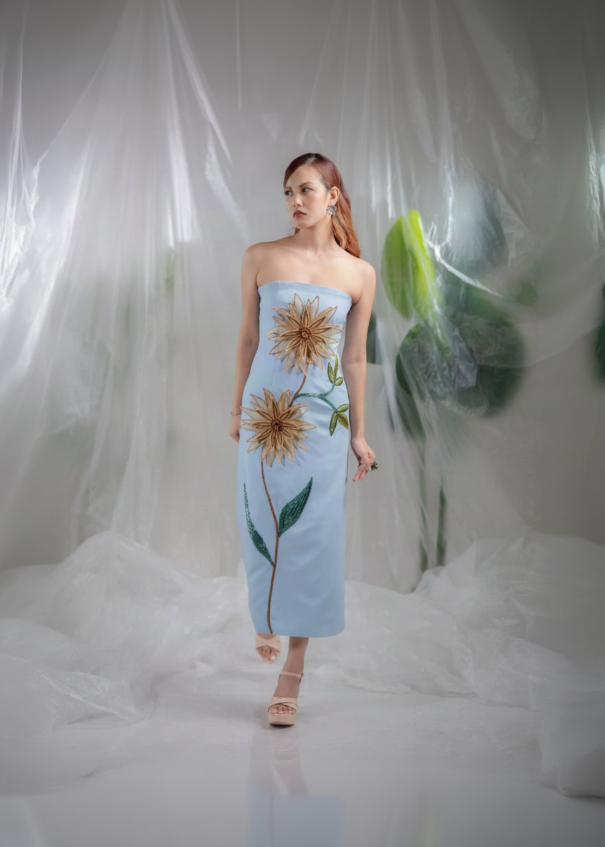 Sunlit Bloom Strapless Dress