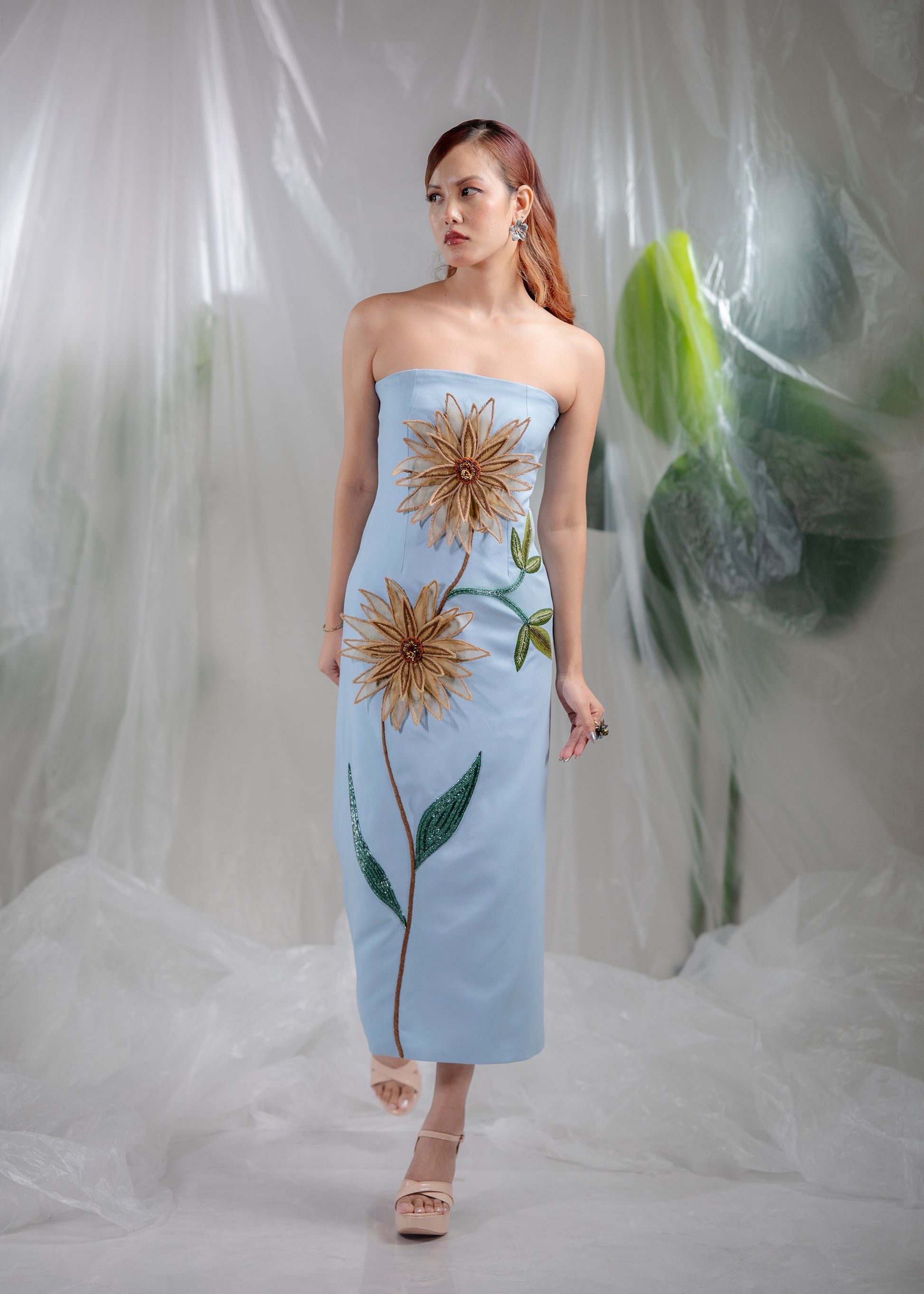 Sunlit Bloom Strapless Dress