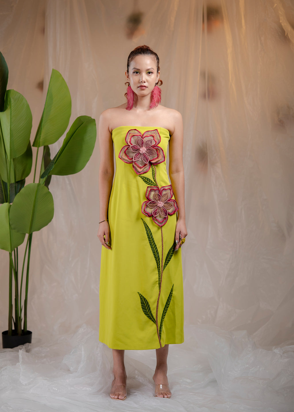 Tropical Bloom Strapless Dress