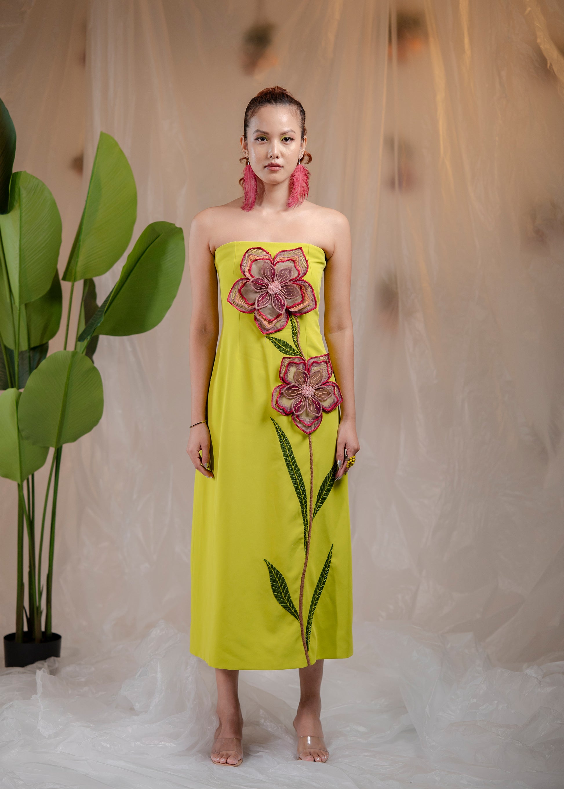 Tropical Bloom Strapless Dress