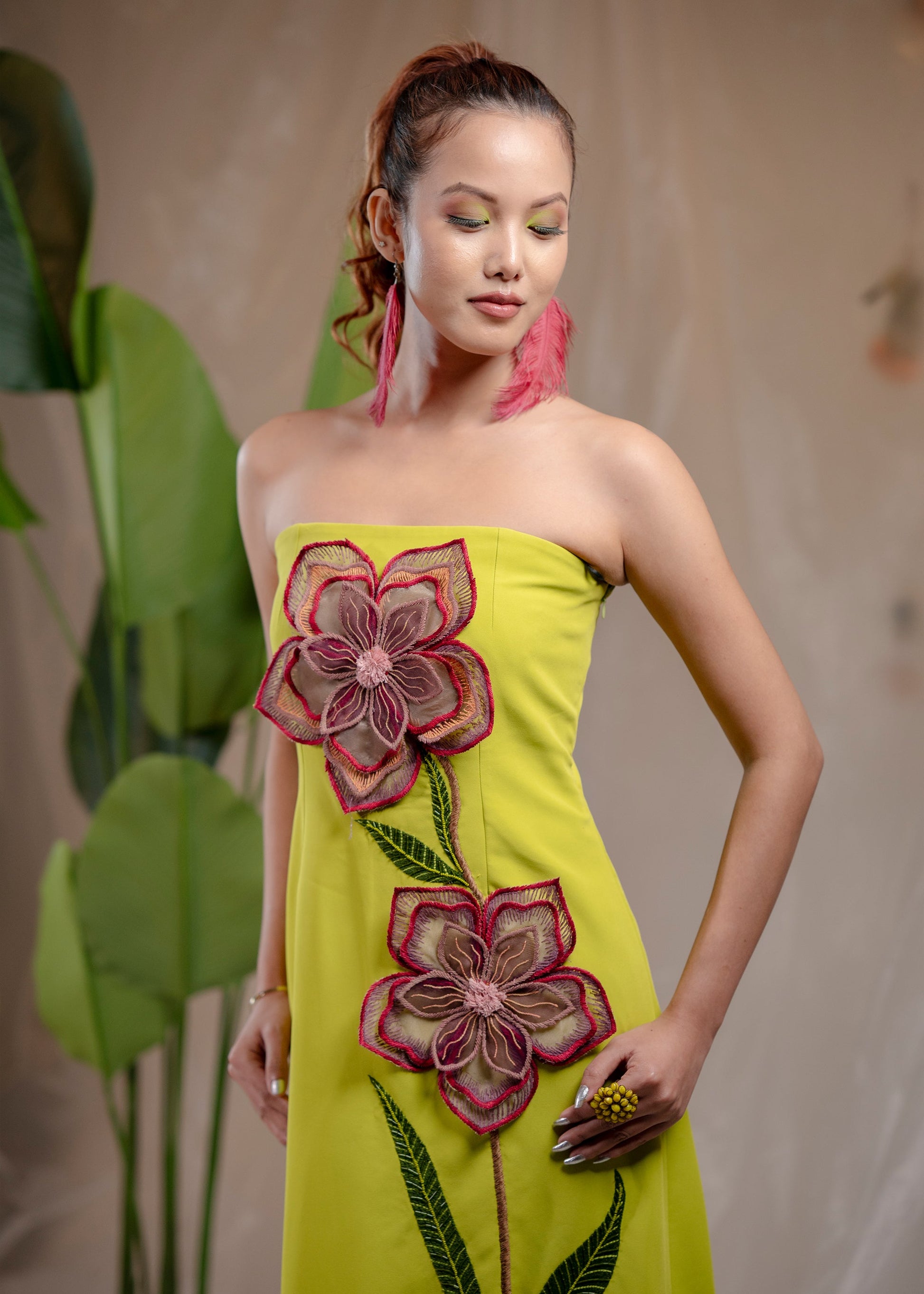 Tropical Bloom Strapless Dress