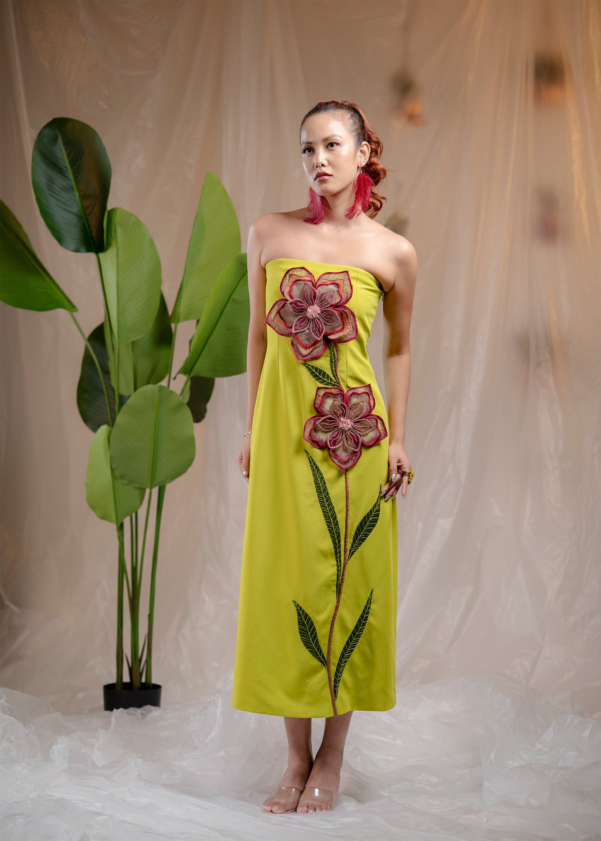 Tropical Bloom Strapless Dress