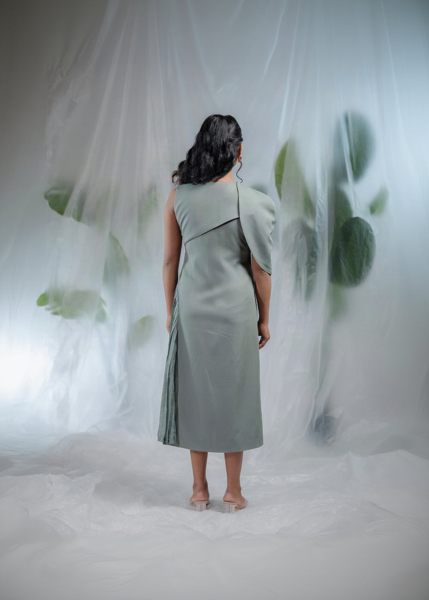 Sage Swirl Embellished Overlay Dress